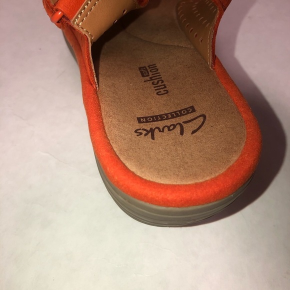 Clarks Clarene Award orange wedge sandals size 6 - Picture 4 of 6